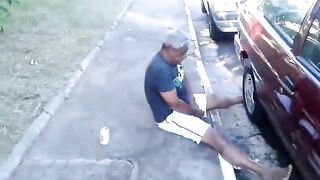 Watch this hung Latino dude pee in a calcadian bar while giving a hot handjob and getting a huge cumshot