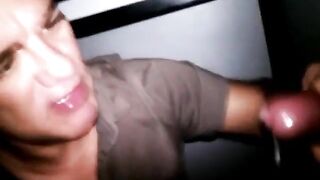 Watch this amateur babe get his big ass drilled and cum all over in Homo Gloryhole Booth's mouth