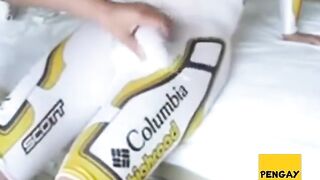Naughty amateur gets a big cock massage and handjob from a hot stud