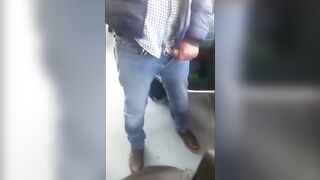 Watch this hairy guy's big dick get stuffed by his dad's hands in a hot cumshot frenzy