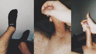 Luxtius gets a hot cumshot from his own hairy hands after getting drilled by his big dick