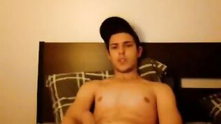 Watch this hairy dude stroke his big dick with his own hands on webcam