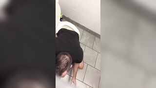 Hairy guy gets his big dick covered in cum after a hot fuck in the glory hole