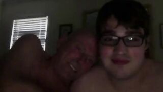 Watch this hot amateur son give his father a sloppy BJ and get a cumshot on webcam