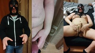 MaskedBearXXX jerks off and shoots his load on Mischievous's belly in HD vlog