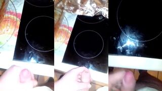 newcomerboy gets off hard in Kirchen's homemade kitchen jerk off video