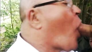 Horny guy gets turned on by a big hairy dick in public