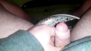 newcomerboy masturbates in public with a huge load of spunk
