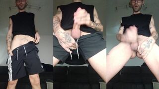 Get ready to jerk off while I give you a POV view of my hairy, tattooed ass and hairy, solo male handjob skills