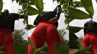 Whitecockfetish shows off its big booty and sweaty ass in public while stretching and pleasuring Estas Escondido