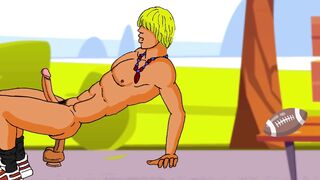 Oryotoon goes wild with toys and gives a steamy public handjob in the park