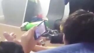 My friend can't resist watching porn while I jerk off and he shoots his load