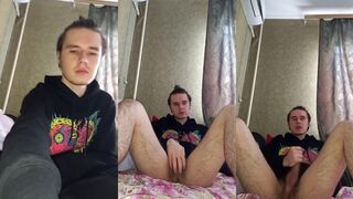 Femboy0002's hot solo session ends with a cumshot on his big dong