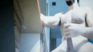 Hairy daddy with big cock goes wild with BDSM solo play