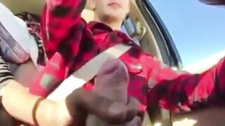 Amateur guy strokes his big dick and takes a cumshot on his hand