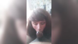 Sissy enjoys sucking BBC & getting a messy facial