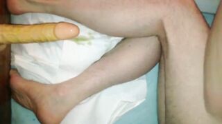 Amateur hunk makes lovely sounds while riding his dildo and taking a cumshot