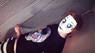 Kasey Slutfuck in anime mask jerks off to cumshot after kigurumi cosplay