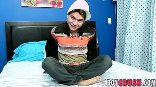 Angel Kelly's dildo skills make him cum hard with his massive Latino twink