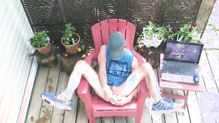 Watch this hot homemade jock get kinky with his toy outdoors