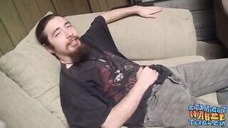 Bearded Gay-For-Pay Stud Whipping Out his Stream after a Fap off
