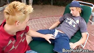 hard-on each other by the pool